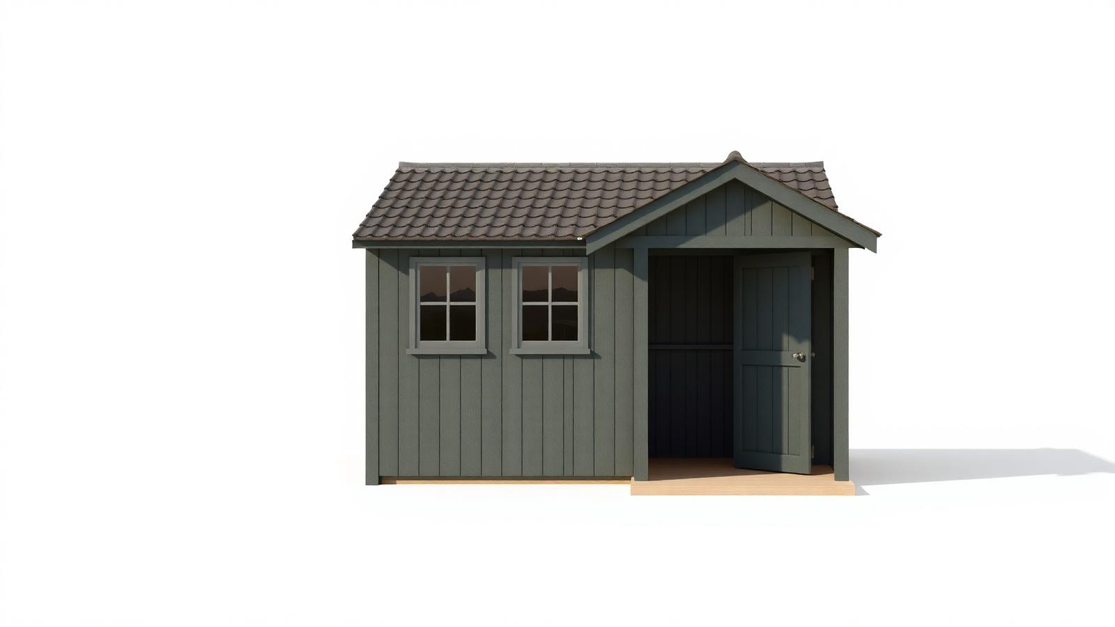 Tuinhuis schilderen Nijmegen - houten tuinhuis in donkere kleur door L.T.J. Schilderwerken